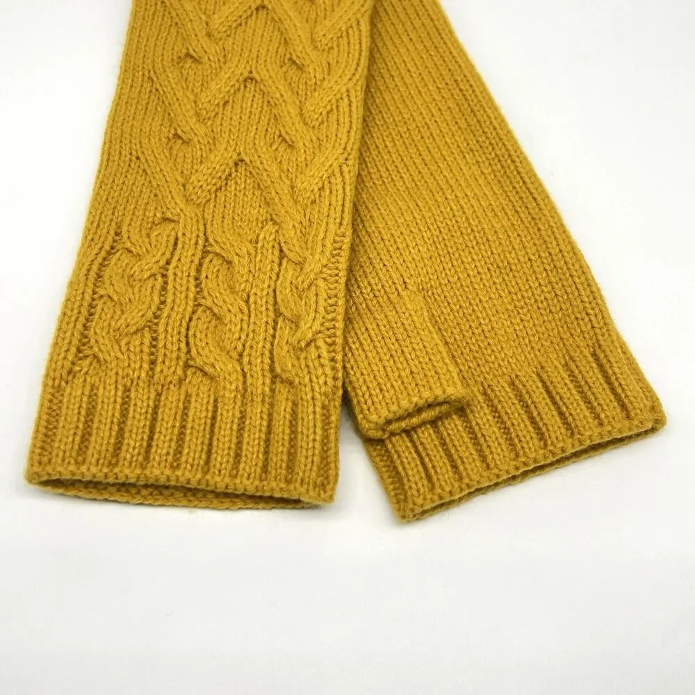 NWT Frye Womens Gloves Cable-Knit Fingerless Arm/Wrist Warmer Mustard Yellow OS